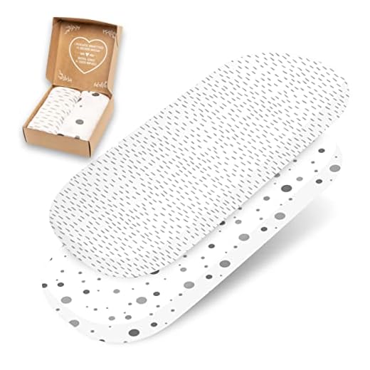 mimaDu® Premium Spannbettlaken Kinderwagen, Baby Spannbetttuch, Stubenwagen Bezug, Kinderwagen Matratzenbezug, Bettlaken Kinderwagen - 70x37, 70x32, 75x35 cm- 100% Oeko-TEX Baumwolle (Striche Punkte)