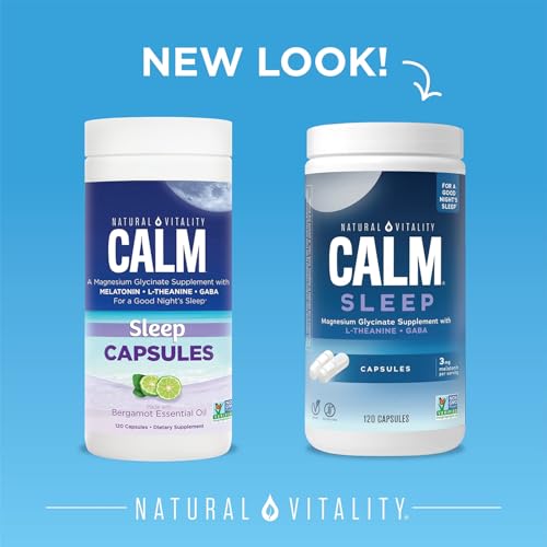 Natural Vitality Calm Sleep Magnesium Supplement, Melatonin & Magnesium Citrate, Sleep Aid Capsules, Gluten Free, Vegan, Non-GMO, Helps The Body Ease Into Sleep, 120 Capsules - Image 3