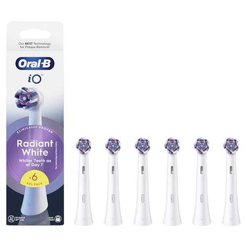 Oral-B Series iO Radiant White Cabezales De Recambio Originales, Pack de 6 Recambios Blancos Para Cepillos De Dientes Eléctricos Oral-B iO, Blanqueamiento Dental, Eliminación De Manchas