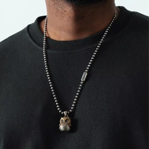 Handmade Owl Fidget Pendant Jewelry Charm with Blinking Eyes, Brass & Bronze Sensory Keychain Accessory2