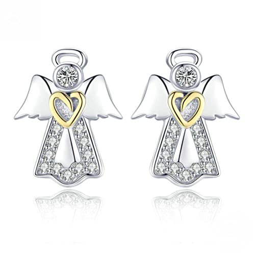 Boucles d'oreilles S925 ange gardien pour femme en argent 925 massif