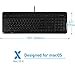 Macally Full Size USB Wired Backlit Keyboard for Apple Mac iMac Desktops Mac Mini, or MacBook Pro/Air Laptop Computers - White LEDs with 3 Level Brightness, Black