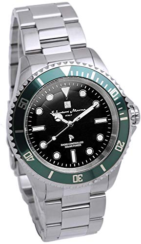 [サルバトーレマーラ]腕時計 ウォッチ 電波ソーラー 10気圧防水 メンズ イタリアブランド ブラック×グリーン SM22110-SSBKGR