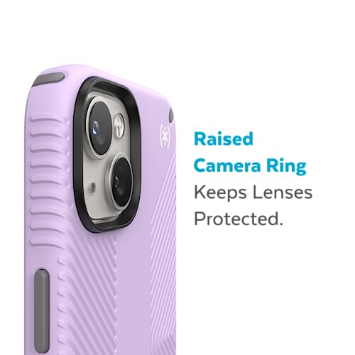 Image of Speck iPhone 14 & iPhone 13 Case - Drop Protection, Scratch Resistant, Dual Layer Slim Phone Case for 6.1 Inch iPhones 14 - Built for MagSafe - Presidio2 Grip - Spring Purple /Cloudy Grey /White