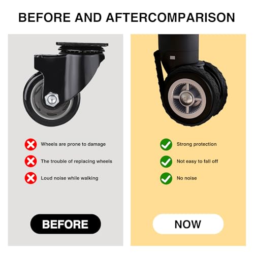 12 Pcs Silicone Luggage Wheel Covers, Silent Noise Reduction Luggage Wheel Covers(black)4