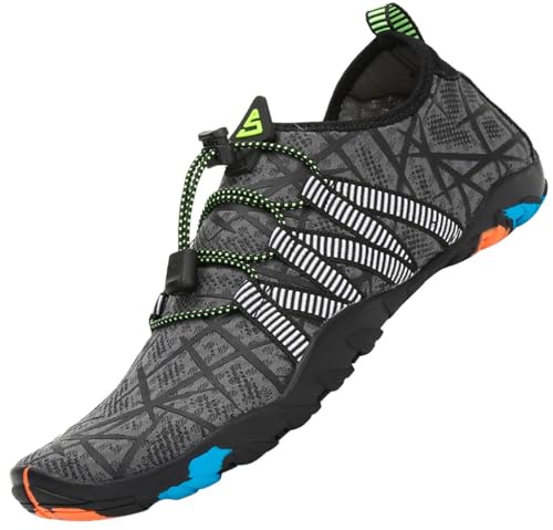 SAGUARO Escarpines Hombre Mujer Zapatillas de Agua Antideslizantes Zapatos de Agua Secado Rápido Zapatillas Playa Calzado para Natacion Surf Acuaticas Piscina Gris Gr.43 EU