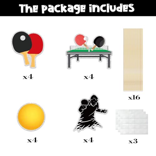 Image of Table Tennis Theme Centerpiece Sticks,Tennis Lovers Party Table Toppers,Sports Party Decorations,ping-pong Theme Birthday Cupcake Toppers.Set of 16