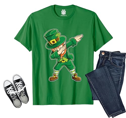 Dabbing Leprechaun Funny St Patricks Day Shirt for Boys Girls Kids Toddler Men Lucky Irish Shamrock Son Dad