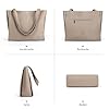 befen Echtleder Handtasche Damen Groß Shopper Tasche mit 14 Zoll Laptopfach, Mode Leder Tote Bag Schule Arbeit Freizeit Henkeltasche mit Reißverschluss, Grau #5