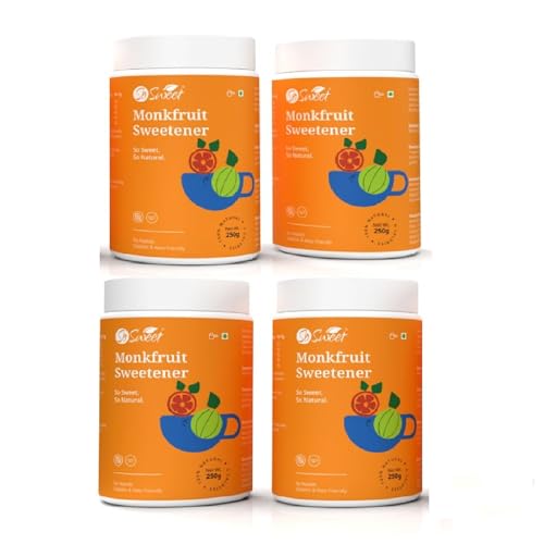 Image of So Sweet Monk Fruit 100% Natural Zero Calorie Sweetener -250gm -Diabetic & Keto Friendly-Pack of 4