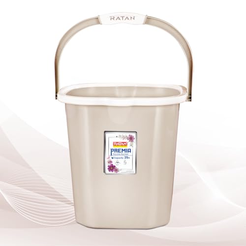 Image of RATAN PLASTICWARE Premia Bathroom Set (Bucket 18L X 1) + (Mug 1.5L X 1) + (Small Stool X 1) - Desert Rose|Light Weight and Easy to Carry|Perfect for Use in Bathrooms, Kitchen & Wet Utility Areas