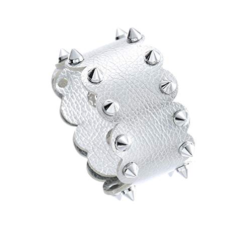 Image of Pingyongchang Unisex Metal Waterproof Leather Bracelet Punk Spike Rivet Cuff Metal Studded Black Wristband Party Jewelry Gifts