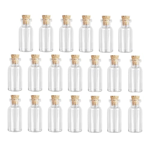 XNJIHWA 20Pcs Botella de Mensaje 2ml Mini Botellas de Cristal Pequeñas Botellas de Cristal para decoración de DIY,Aromas,Aceites,Especias,Dijes,Bodas,Mensaje