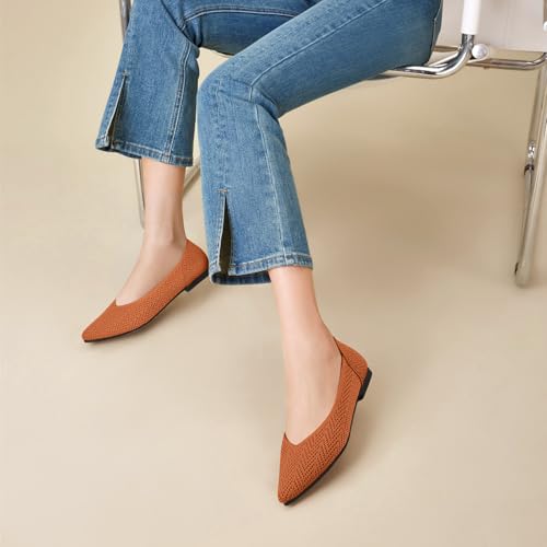 Image of Pointed Toe Flats for Women Knit Ballet Flats Women's Comfortable Dress Shoes Casual Business Work