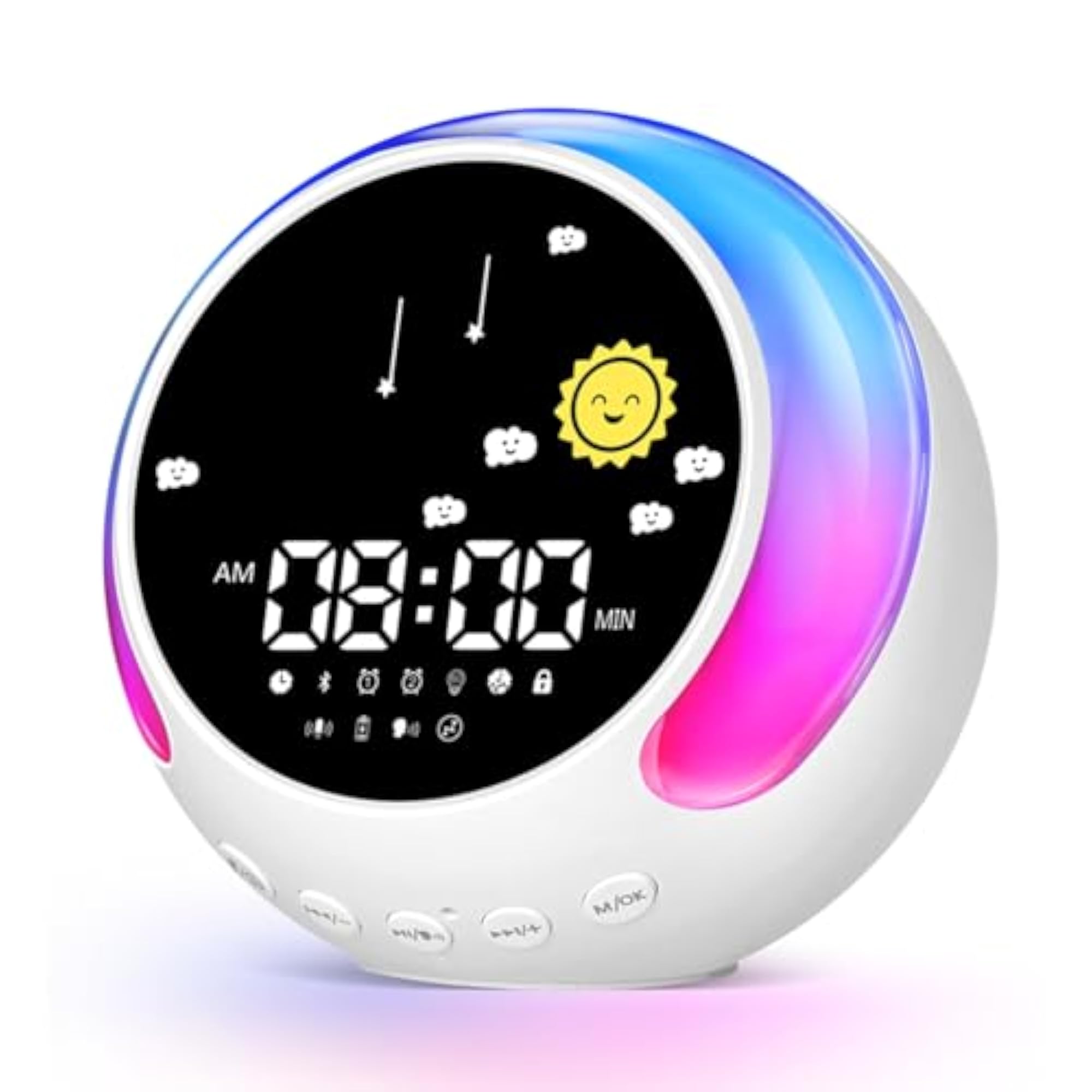 Digital Alarm Clock with Night Lights and Adjustable Brightness