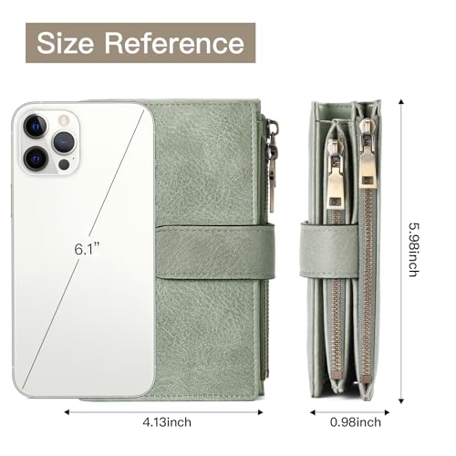 Image of GOIACII Womens Wallets RFID Blocking Leather Trifold Clutch Wallet Credit Card Holder Ladies Purse 3 ID Windows