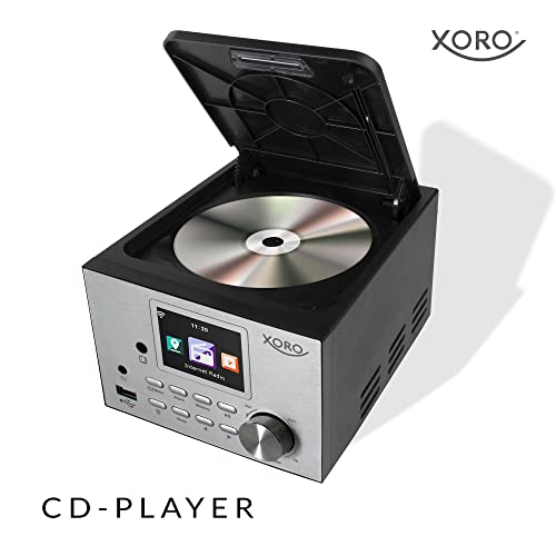 XORO HMT 500 Pro - Micro estéreo (Internet/Dab+/Radio FM, Reproductor de CD, Bluetooth, Reproductor Multimedia USB, Pantalla a Color de 2,4", Mando a Distancia, 2 Altavoces de 10 W