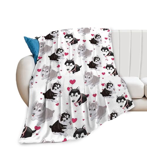 Alaskan Malamute Dog Blanket Cute Dog Throw Blanket Alaskan Dog Gifts and Decor Dog Blanket for Girls Women Kids Adults Soft Warm Cozy Fleece Blanket for Couch Sofa ​Bed 60"x50"