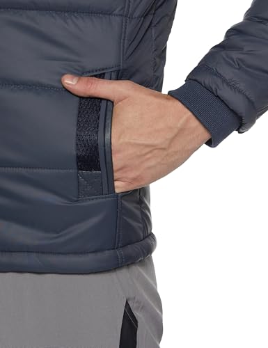 Image of Qube By Fort Collins Men's Nylon Standard Length Regular Fit Quilted Bomber Jacket with Detachable Hood - Winter Warm, Insulated Lining, Ribbed Cuffs, and Stylish Design