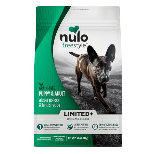 Image of Nulo FreeStyle Limited Ingredient Dry Dog Food - High Protein Alaska Pollock & Lentils Recipe, Natural Grain Free Dog Food for Puppies & Adults, Small, Medium and Large Breed Kibble, 5.5lb Bag