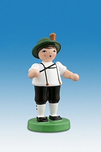 Figurine en bois artisanale de mineur musicien et chef d'orchestre