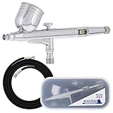Master Airbrush G23 Multi-Purpose Dual-Action Gravity Feed Airbrush Kit with 0.3mm Tip, 1/3oz Cup, 6 Foot Air Hose & Cutaway Handle - Air Brush Gun for Painting, Aerografo Body Art & Cake Decoration