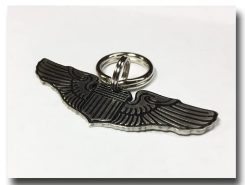 Air Force Pilot Wings Pet ID Tag-Unique Custom Aviator Pilot Wings Personalized Dog Collar Tag-Fighter Pilot Badge (2.50", Brass)