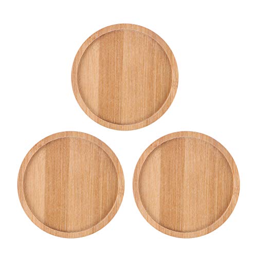 SQOWL Blumentopf-Untersetzer aus Bambus, rund, 10,9 cm, 3 Stück Cover