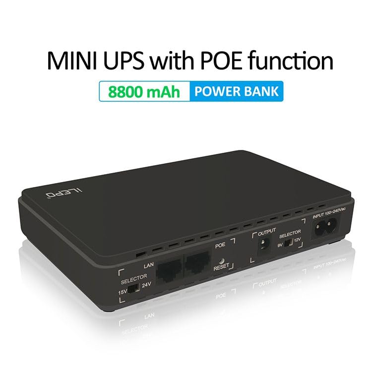 Batería Externa portátil de 8800 mAh y Mini PoE 432P SAI Sistema de alimentación ininterrumpida Inteligente 432P Blanco