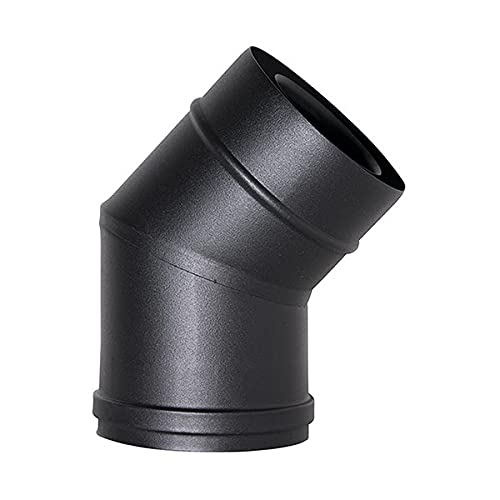 Courbe 45 conduit de cheminée tube coaxial noir D. 80/125 CE en acier 316 pour poêle à granulés Made in Italy UNI 1856/2