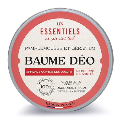 LES ESSENTIELS Deodorant Cream Grapefruit & Geranium - Deodorant for Women and Men, Organic Certified Cosmos Organic, Vegan without Aluminium, Deodorant with Shea Butter, Babassu & Jojoba, Made in