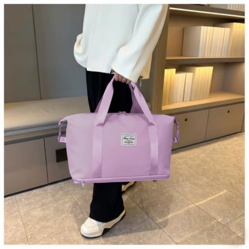 Image of WILDHORN 40 Liters Nylon Expandable Travel Duffle Bag for Men & Women, Waterproof Weekender Luggage Bag, Foldable Gym & Overnight Travel Hand Bag with Wet & Dry Compartment (Lavender)