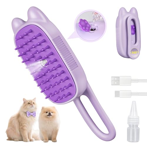 Rechargeable Cat Steam Brush with Mist Spray