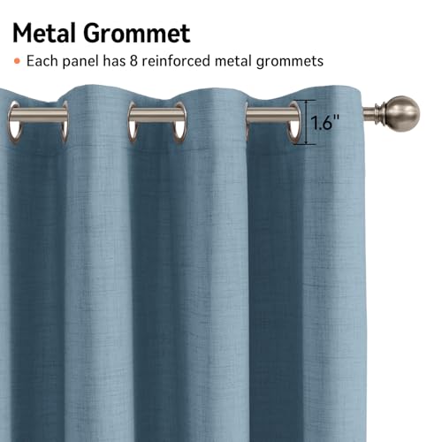 Image of 100% Blackout Shield Curtains, Blue, 50''W x 84''L, 2 Panels, Grommet Top, Thermal Insulated, Full Light Blackout, Living Room /Bedroom