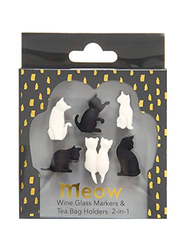 Wine Glass Markers with Colorful and Stylish Design - Set of 6 (Cat)