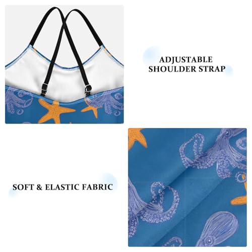 Octopus Starfish Pattern Girls One Piece Swimsuits Summer Quick Dry Beach Bathing Suit4