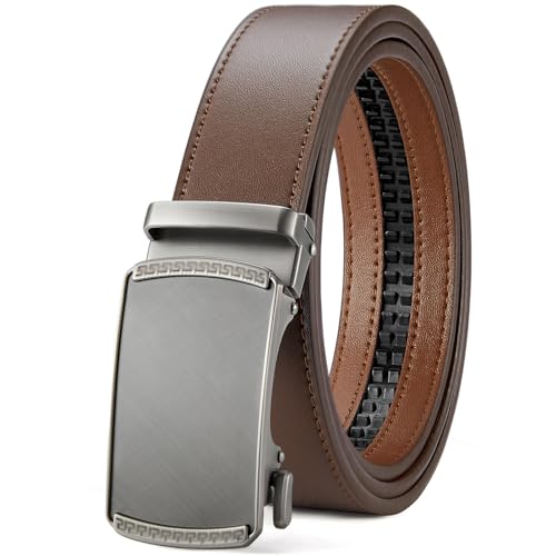 Image of BOSTANTEN Ratchet Belts for Men Leather Trim to Fit 1 3 /8 inch Gift Boxed