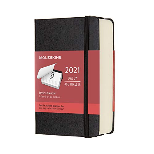 Moleskine - Calendario Diario de Escritorio 2021, Agenda Diaria de 12 Meses con Tapa Dura, Tamaño d