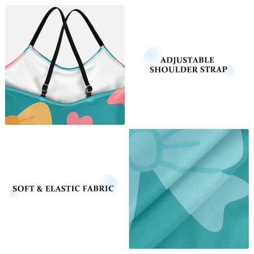 Bolaz Girls Swimsuits One-Piece Bathing Suits Multicolor Kids Sport Summer Beach Swimwear for 3-10 Years Old-Bow Heart Pattern3