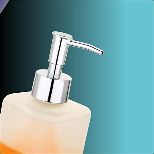 Image of Premium Wall Mounted Liquid Soap Dispenser - 304 Stainless Steel Holder with Frosted Glass Bottle | Rust-Proof Hand Wash Pump for Bathroom, Kitchen, & Wash Basin (Square 27O)