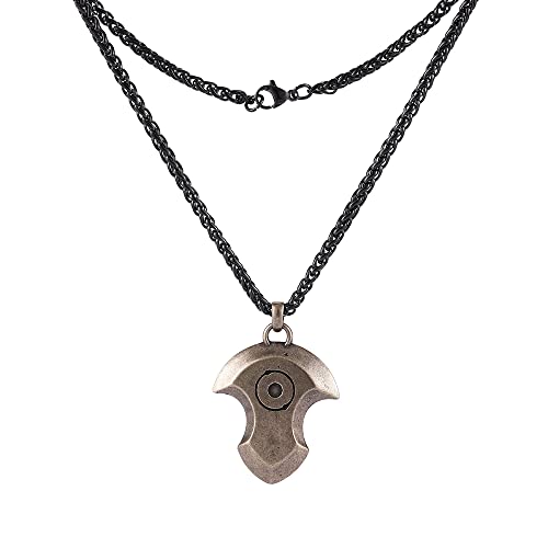 Final Fantasy XIV Real Stainless Steel Dark Knight Red Mage Reaper White Mage Dancer Soul Crystal Necklace Charm Endwalker Final Fantasy 14 Job Stone Necklaces FF14 (Azem(Brass))