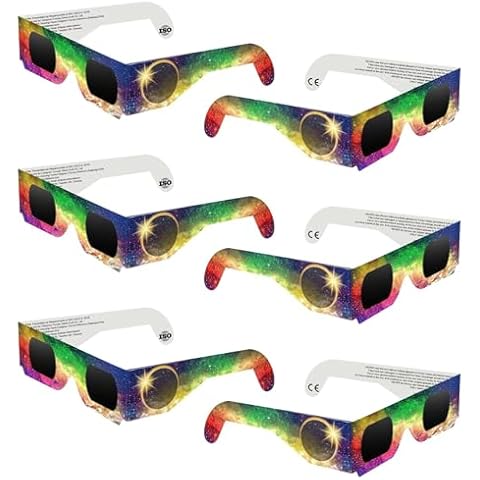 UCQKLI 6 PCS Solar Eclipse Glasses 2024, CE & ISO 12312-2 Certified AAS Recognized Paper Glasses, Eye Protection Approved for Direct Sun Viewing, Sun Safe Shades for 2024 Total Solar Eclipse-A01 Cover