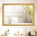 Gold Vintage Mirror, Traditional Antique Wall Mirrors with Ornate Gold Frame, Bathroom Decorative Mirrors for Wall Decor, 39.7'' x 27.9''