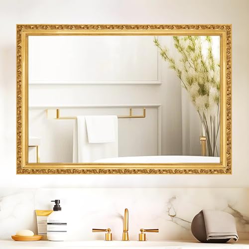 Autdot Gold Vintage Mirror, 40'' x 28'' Traditional Ornate Wall Mirrors with Antique Gold Frame...