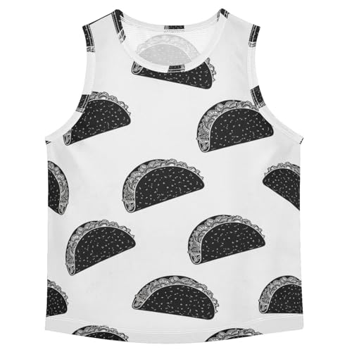 J JOYSAY Cartoon Taco White Boys Tank Top Sleeveless Muscle Shirts Quick Dry Sport Active Workout Kids T-Shirts 3-15T