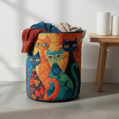 Panier chat motif souple grand format pour linge - 6