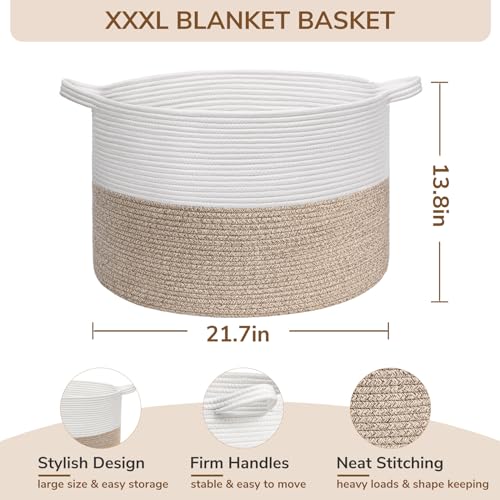 TIMEYARD Aufbewahrungskorb Kinderzimmer, Korb Aufbewahrung, Wäschekorb Kinder, Korb Groß, Körbe für Decken, Baby Spielzeug, Körbe Geflochten, 55x35cm, Braun