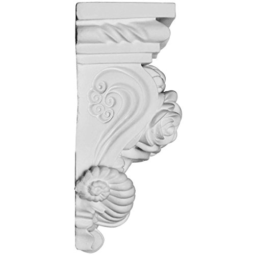 Image of Ekena Millwork COR04X02X06RO 3 7 /8 inch W x 2 1 /4 inch D x 5 3 /4 inch H Rose Corbel, White