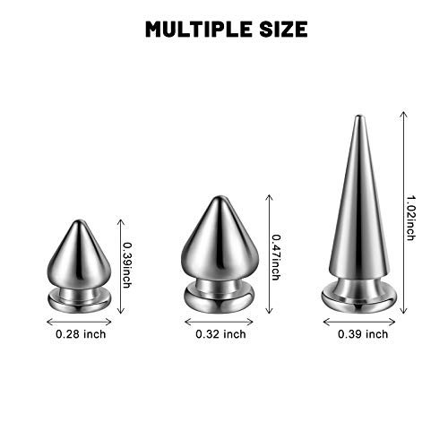 Hicarer HICARER-1421 170 Pieces Multiple Sizes Cone Spikes Screwback Studs Rivets Large Medium Small Metal Tree Spikes Studs thumb #2