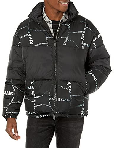 Image of A|X ARMANI EXCHANGE Men's Optical Allover Logo Puffer Jacket